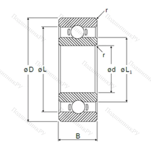 Подшипник шариковый радиальный L-1040X 2 от производителя  NMB Подшипник шариковый радиальный L-1040X 2 от производителя  NMB