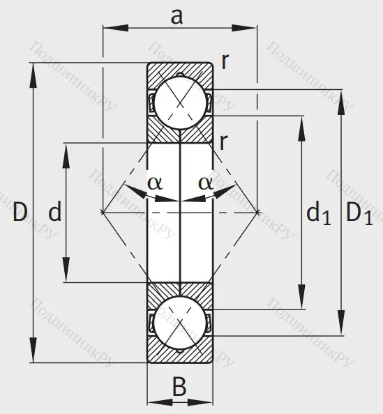 Радиально-упорный шариковый подшипник QJ 309 XL MPA