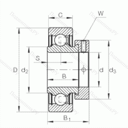 Подшипник шариковый закрепляемый RA 102-NPP от производителя  INA Подшипник шариковый закрепляемый RA 102-NPP от производителя  INA