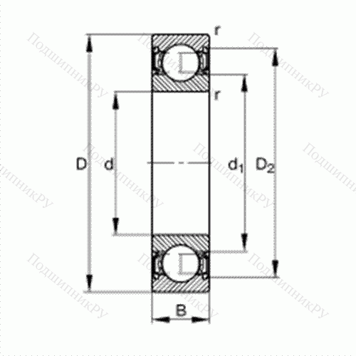 Подшипник шариковый радиальный 6201-2RSR от производителя  FAG Подшипник шариковый радиальный 6201-2RSR от производителя  FAG