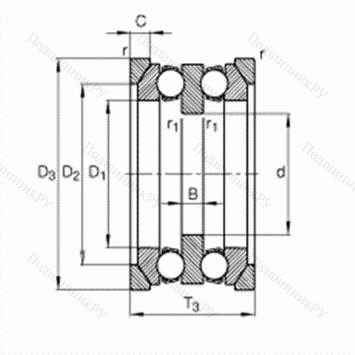 Подшипник шариковый упорный 54205 + U 205