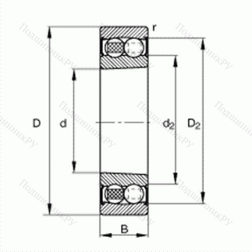 Подшипник шариковый радиально-сферический 2206-K-2RS-TVH-C 3 от производителя  FAG Подшипник шариковый радиально-сферический 2206-K-2RS-TVH-C 3 от производителя  FAG