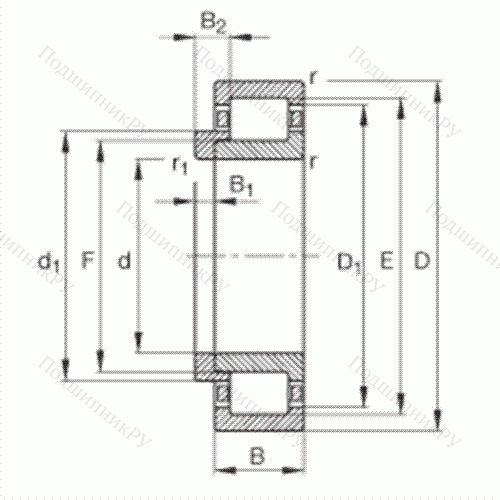 Подшипник роликовый радиальный NJ 2205-E-TVP 2 + HJ 2205-E от производителя  FAG Подшипник роликовый радиальный NJ 2205-E-TVP 2 + HJ 2205-E от производителя  FAG