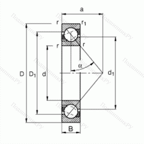Подшипник шариковый радиально-упорный 7326-B-TVP от производителя  FAG Подшипник шариковый радиально-упорный 7326-B-TVP от производителя  FAG