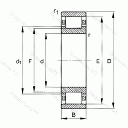 Подшипник роликовый радиальный N 319-E-M 1 от производителя  FAG Подшипник роликовый радиальный N 319-E-M 1 от производителя  FAG